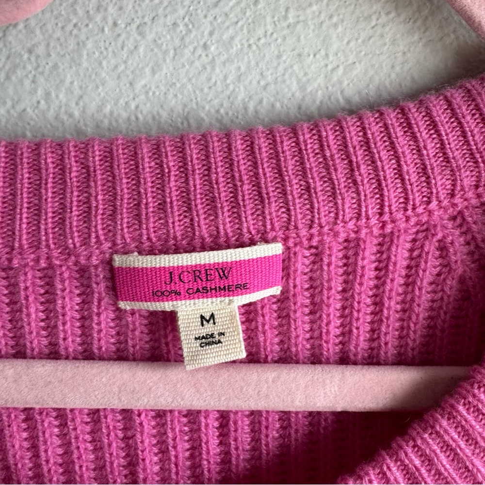 J. Crew Pink Ribbed Cashmere Sweater Preppy size medium - Picture 4 of 6